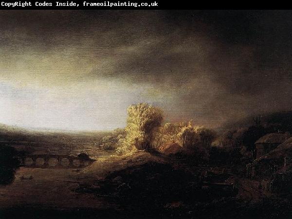 Rembrandt Peale Landscape with a Long Arched Bridge